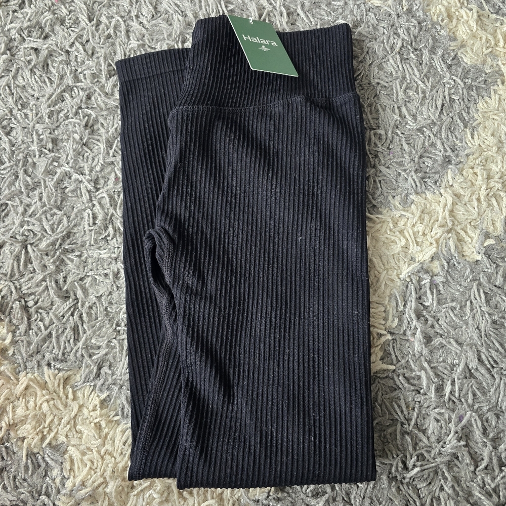 Halara Black Ribbed Womens Leggings Med